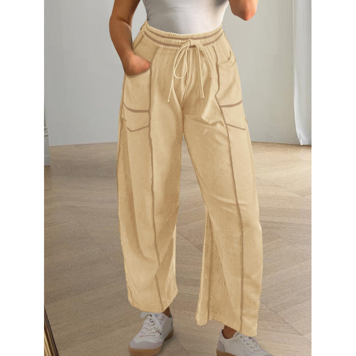 Damen weite Freizeithose mit praktischen Seitentaschen und elastischem Bund Drune
