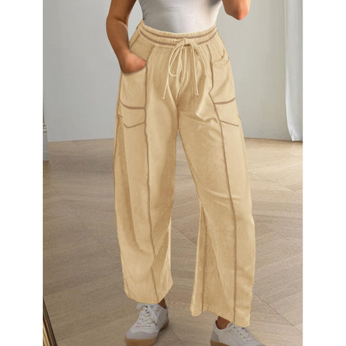 Damen weite Freizeithose mit praktischen Seitentaschen und elastischem Bund Drune