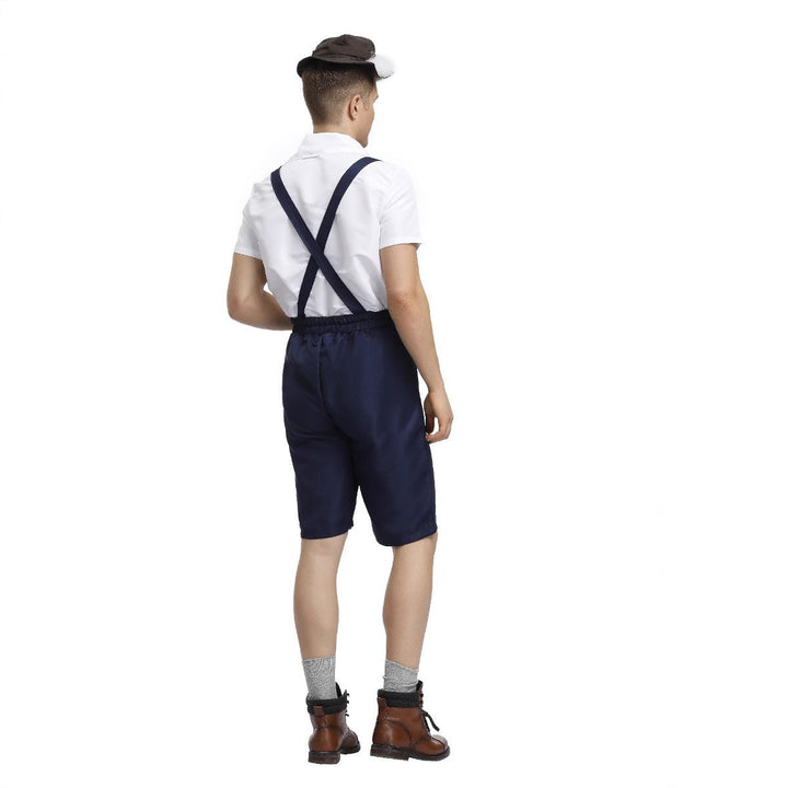 Herren nan traditionelle Oktoberfest Lederhose kurz mit verstellbaren Trägern und Zierstickerei Drune