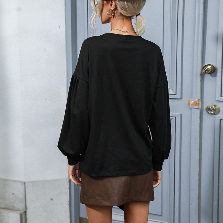 Damen eleganter Pullover mit Paillettenverzierung Drune