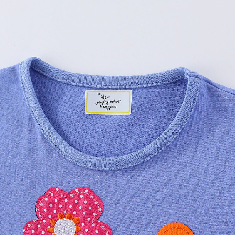 Mädchen Baumwoll-Kleid mit handgestickter Einhorn-Applikation Drune