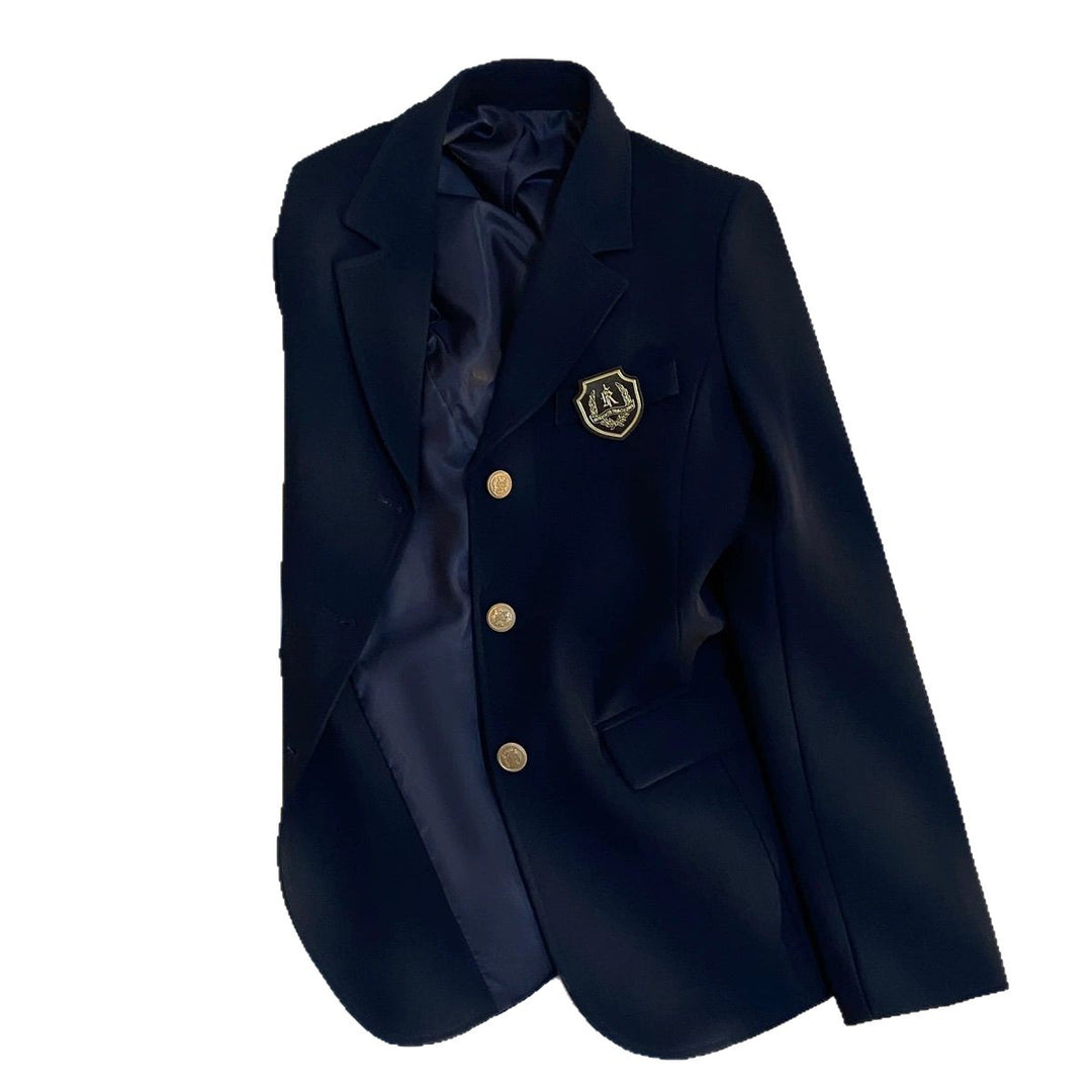 Damen eleganter Blazer mit goldenen Knöpfen und Wappen Drune