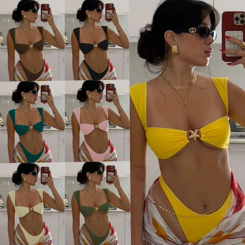 Damen Bikini-Set mit elegantem Knoten-Detail und hochwertigem Bindemuster Drune