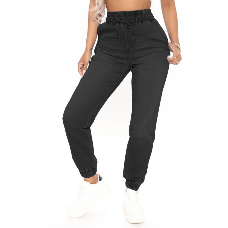Damen Jogginghose aus weichem Denim mit verstellbarem Bündchen Drune