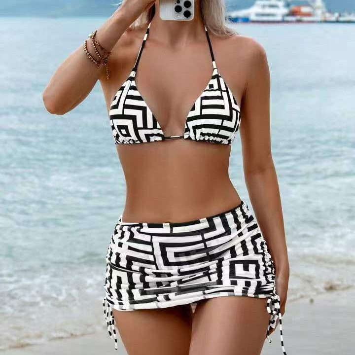 Damen Bikini-Set mit herausnehmbarem Bustier-Oberteil und verstellbarem Wickelrock Drune
