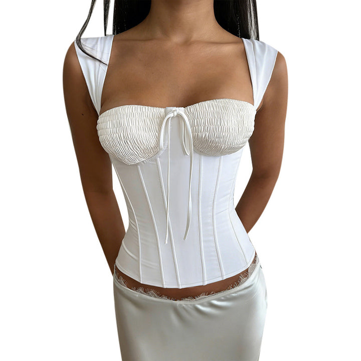 Damen Korsett-Oberteil mit raffiniertem Rüschendetail und taillierter Silhouette Drune