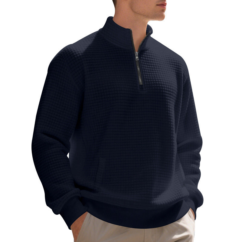 Herren sportlicher Pullover mit Reißverschluss und strukturierter Oberfläche Drune