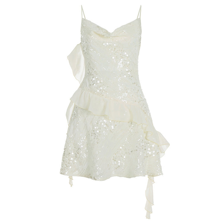 Damen Glitzerndes Partykleid mit Rüschendetails Drune