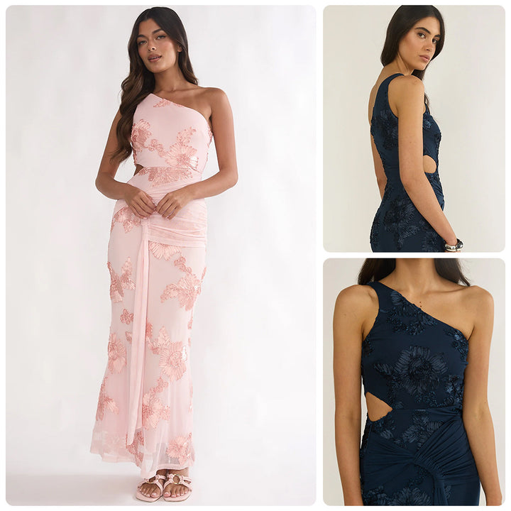 Damen Elegantes Abendkleid mit asymmetrischem Design und floralem Cut-Out Drune