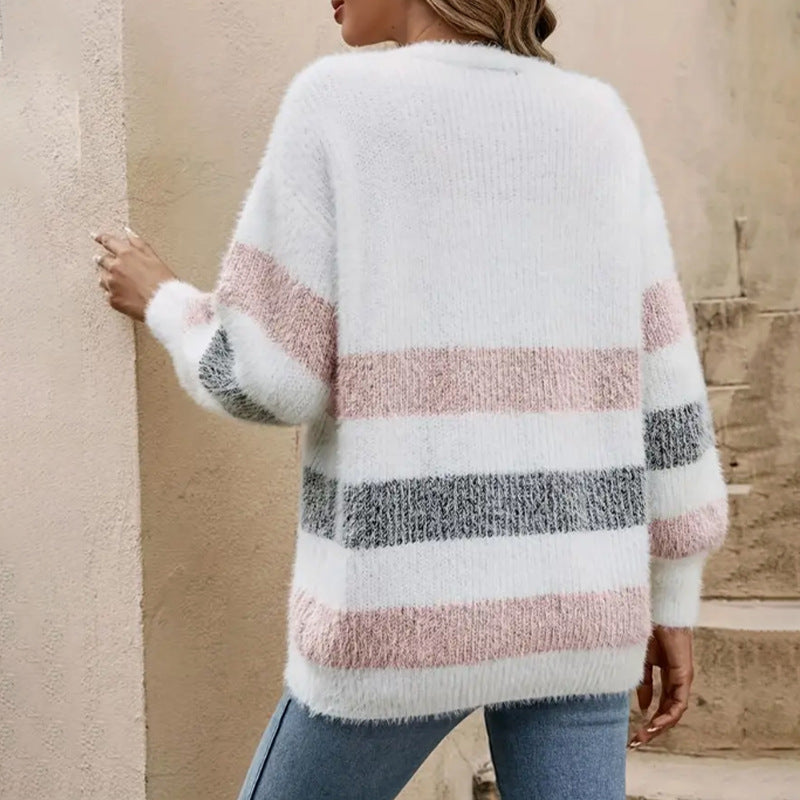 Damen gemusterte Strickjacke mit eleganten Knopfdetails und weichem Material Drune