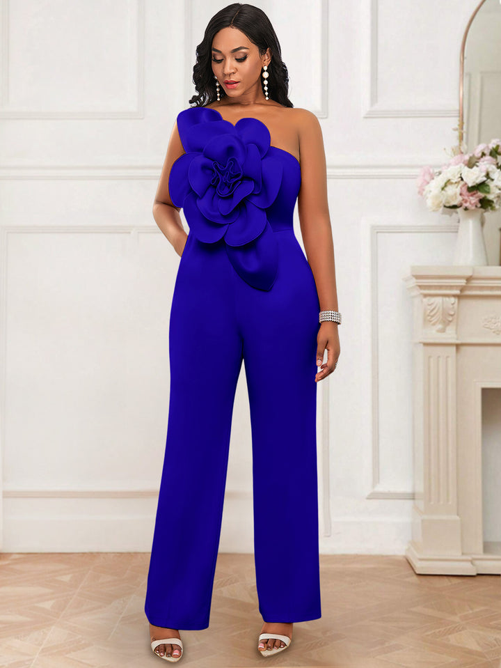 Damen eleganter Jumpsuit mit einzigartiger Blumenapplikation Drune