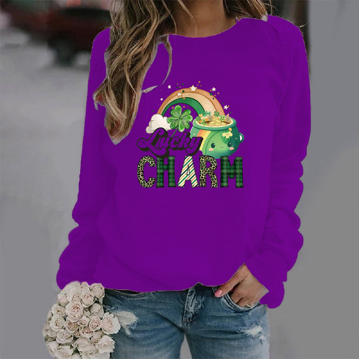 Damen Sweatshirt mit kreativem Glücks-Motiv Drune