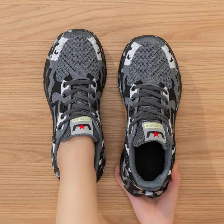 Unisex nan Camouflage-Strick-Sneaker mit geformter Dämpfungs-Zwischensohle und profiliertem Laufsohlen-Design Drune