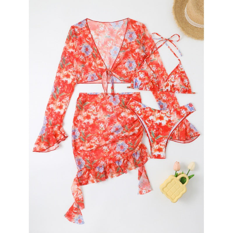 Damen Bikiniset mit floralem Design und eleganten Rüschendetails Drune