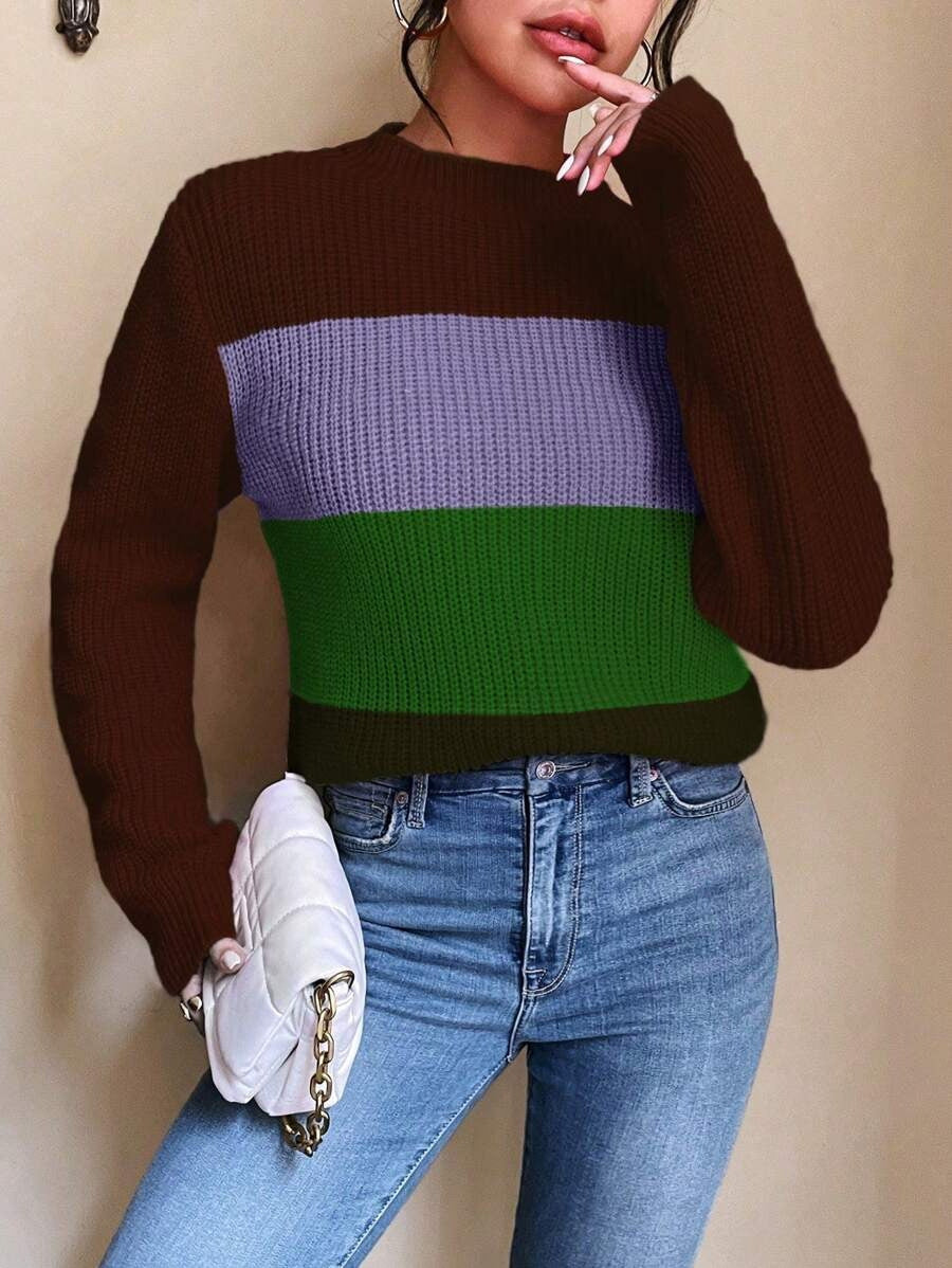 Damen Grob gestrickter modischer Pullover mit trendigem Farbverlauf Drune