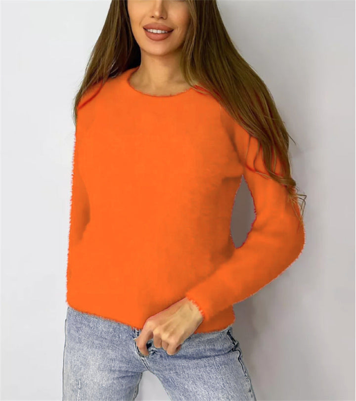Damen Flauschiger Modischer Pullover Drune