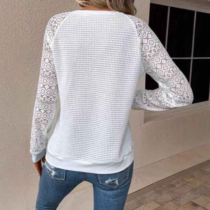 Damen Pullover mit Spitzenärmeln Drune