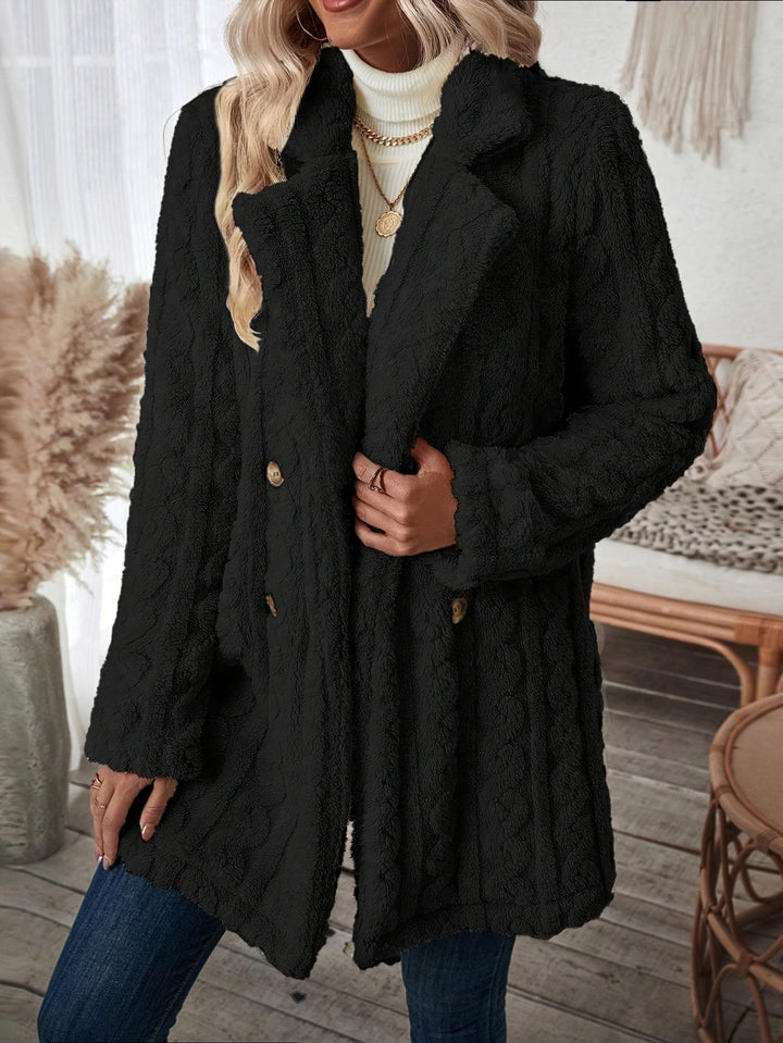 Damen Plüschmantel mit elegantem Schnitt und gemütlicher Innenfutter Drune