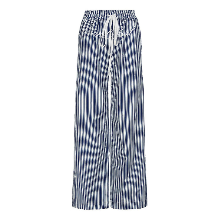 Damen Weite gestreifte Sommerhose mit elastischem Bund und praktischen Taschen Drune
