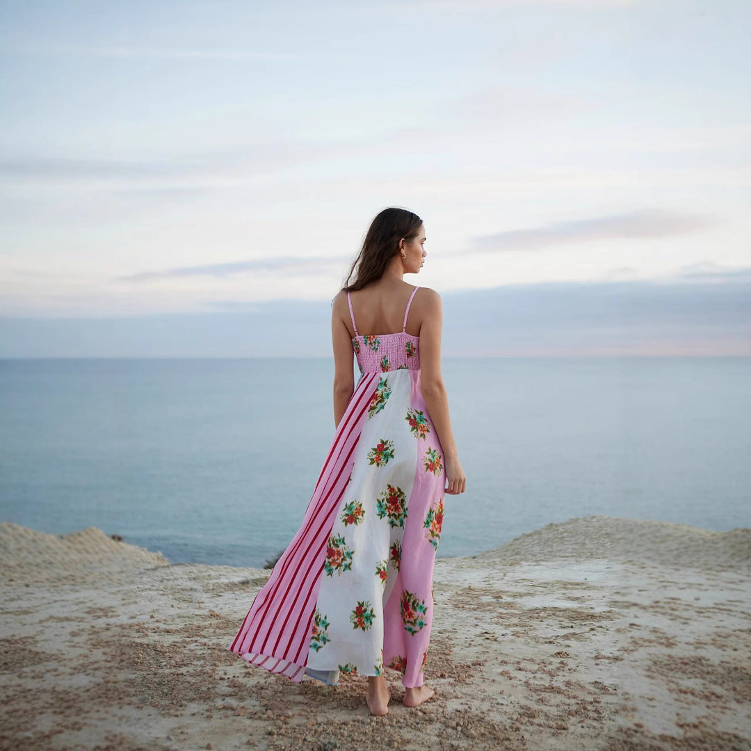 Damen Maxikleid mit floralem Design und verstellbaren Trägern Drune