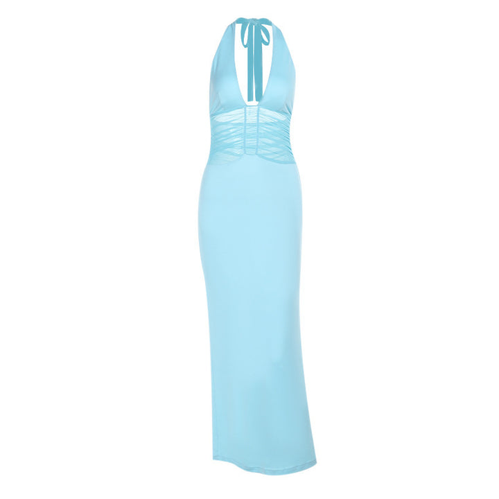 Damen elegantes Maxikleid mit angesagtem Wickeldesign und figurformendem Oberteil Drune