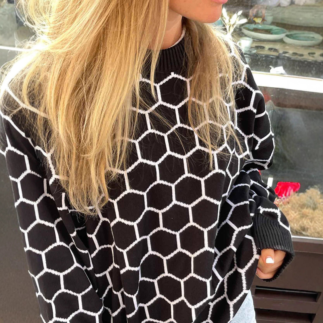 Damen Pullover mit exklusivem Wabenmuster und komfortablem Schnitt Drune