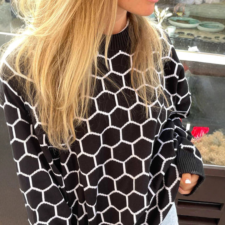 Damen Pullover mit exklusivem Wabenmuster und komfortablem Schnitt Drune