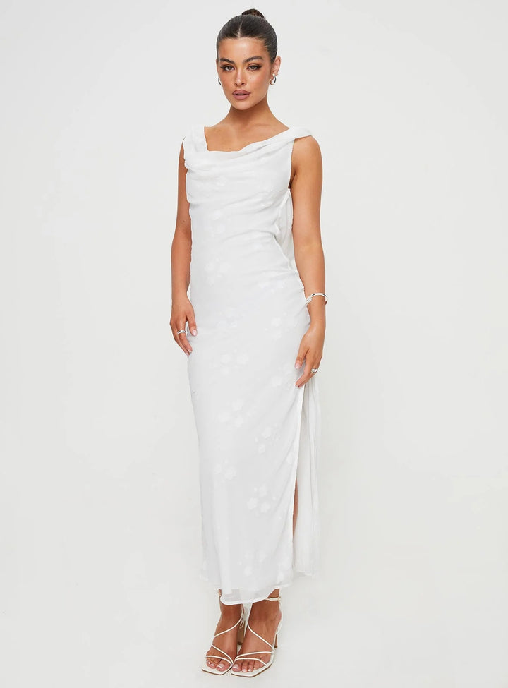 Damen Elegantes Maxi-Kleid mit fließendem Stoff und seitlichem Schlitz Drune