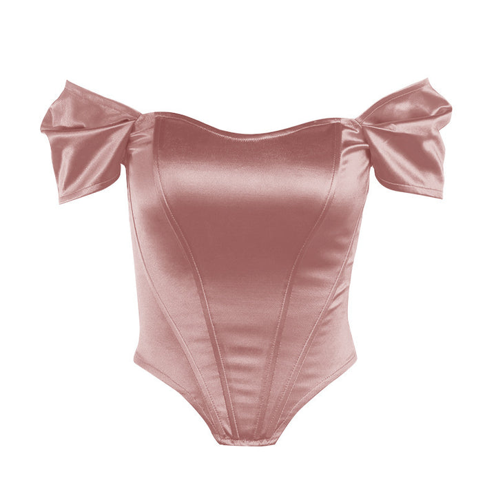 Damen elegantes Top mit schulterfreien Details und Rüschen Drune