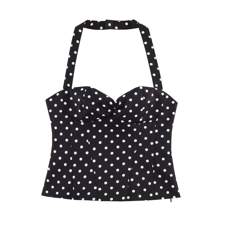 Damen Corsage-Top mit verstellbaren Trägern und verspieltem Punkten-Design Drune