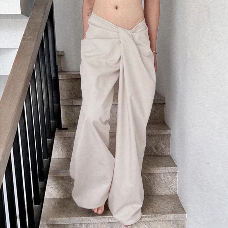 Damen elegante Palazzo-Hose mit raffinierter Drapierung Drune