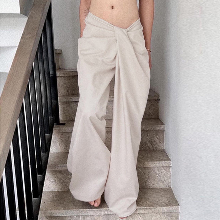 Damen elegante Palazzo-Hose mit raffinierter Drapierung Drune