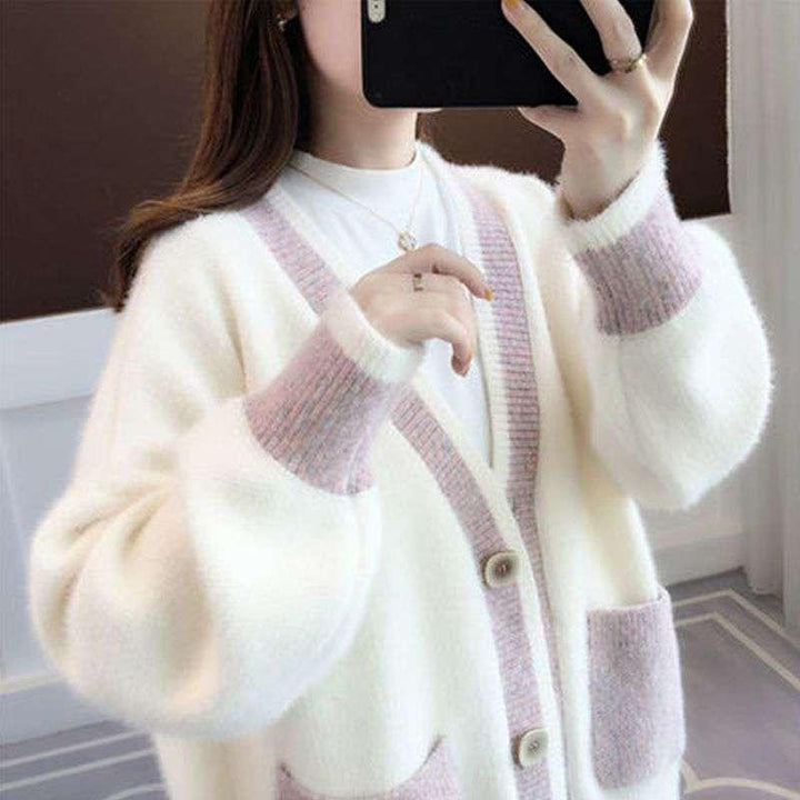 Damen Strickjacke mit modischen Kontrastdetails und tiefen Taschen Drune
