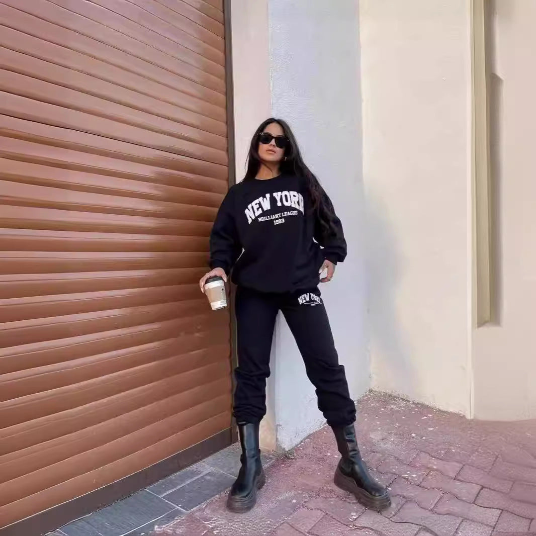 Damen lässiges Sweatshirt und Jogginghose Set Drune