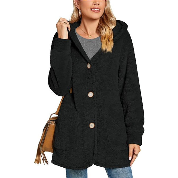 Damen Kuschelige Fleecejacke mit Kapuze und Taschen Drune