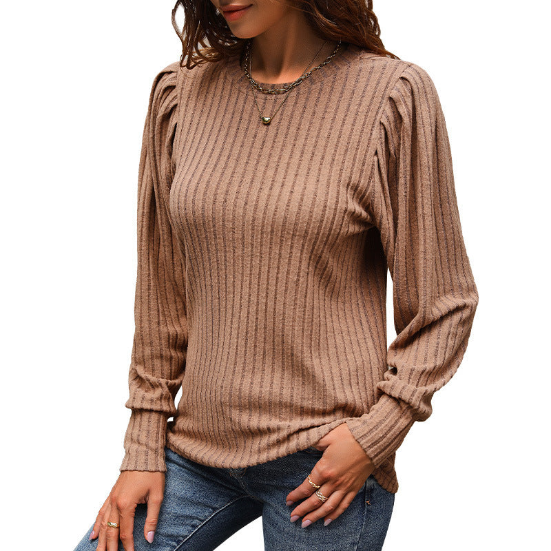 Damen Strickpullover mit eleganten Rüschendetails und strukturiertem Gewebe Drune