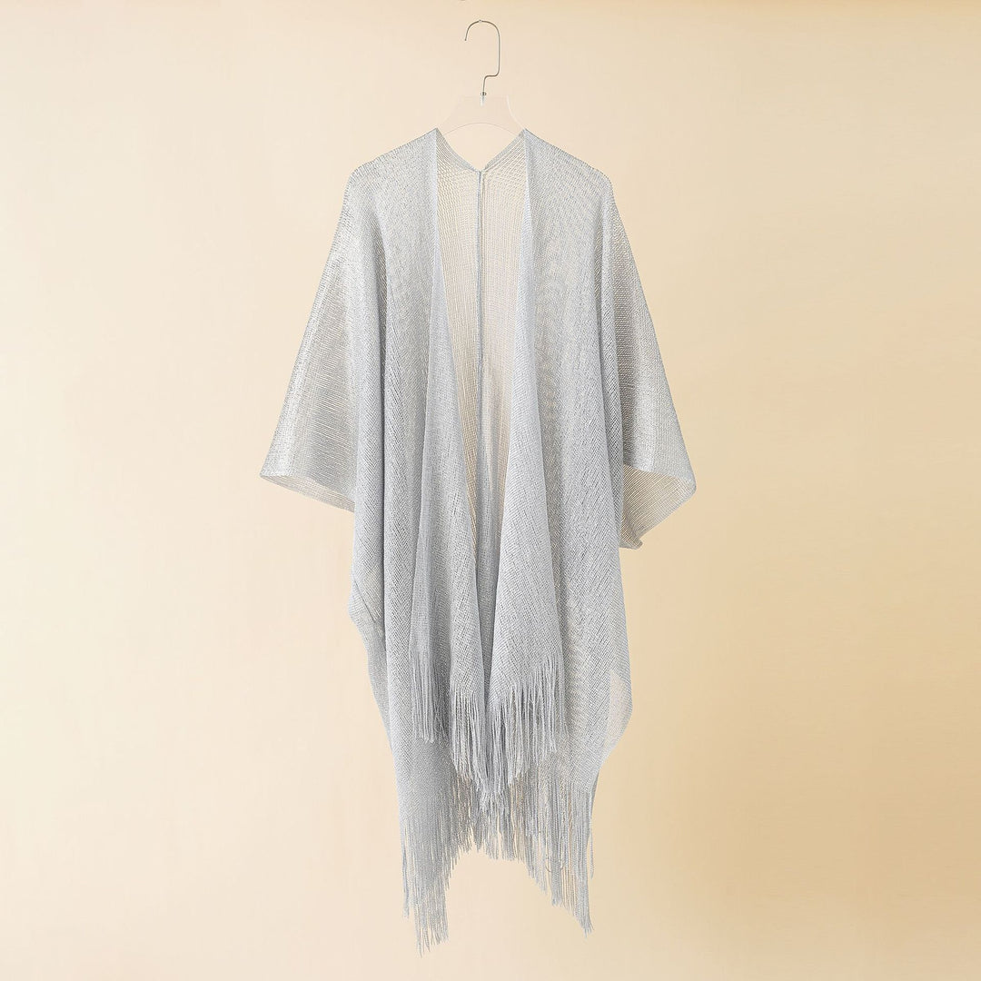 Damen Fransen-Kimono aus transparenter, luftiger Struktur Drune