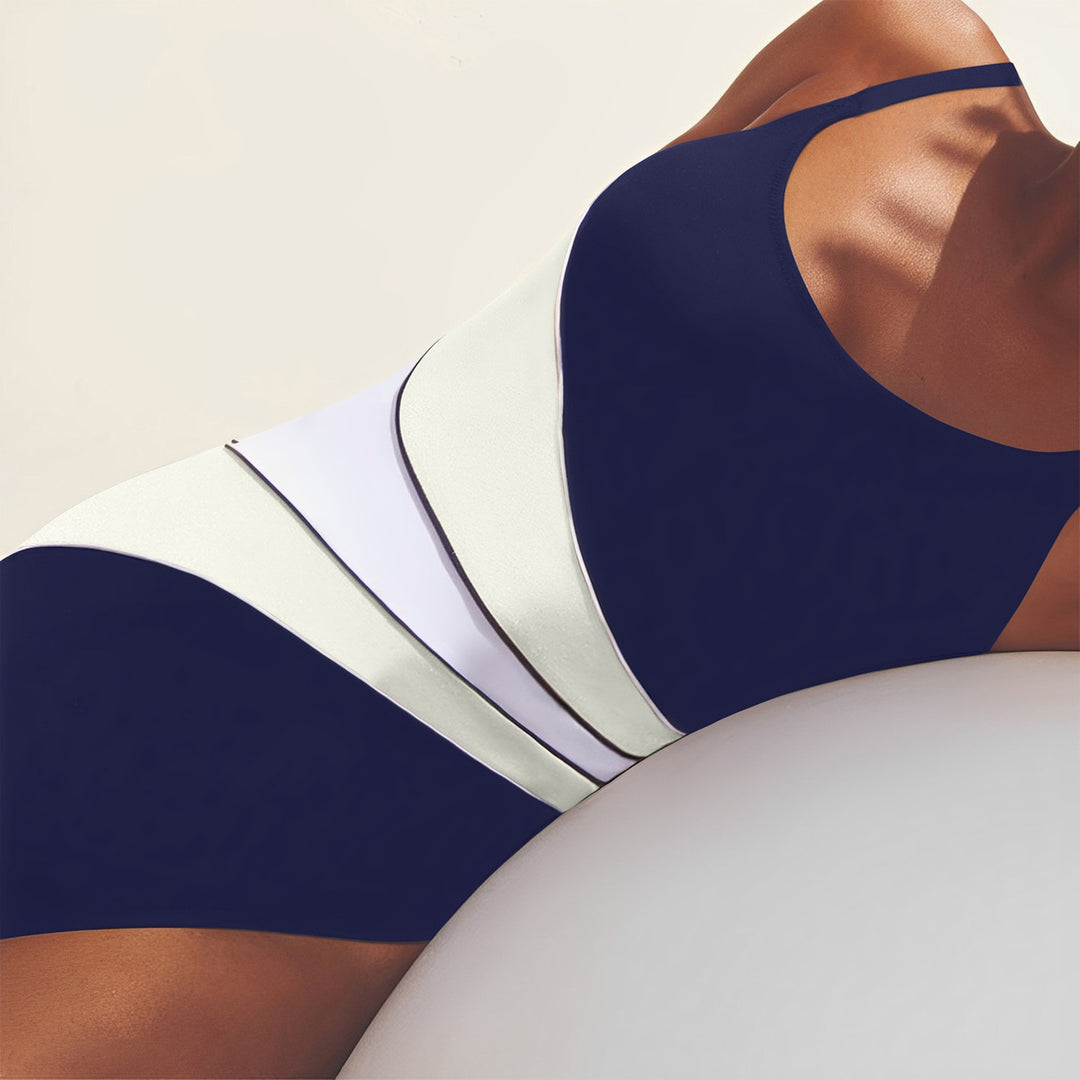 Damen Einteiler Badeanzug mit elegantem Farbverlauf und modischen Trägerdetails Drune