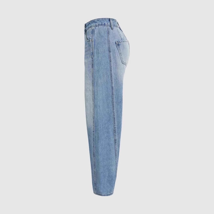 Damen weit geschnittene Denim-Jeans mit hohem Bund und modernen Designdetails Drune