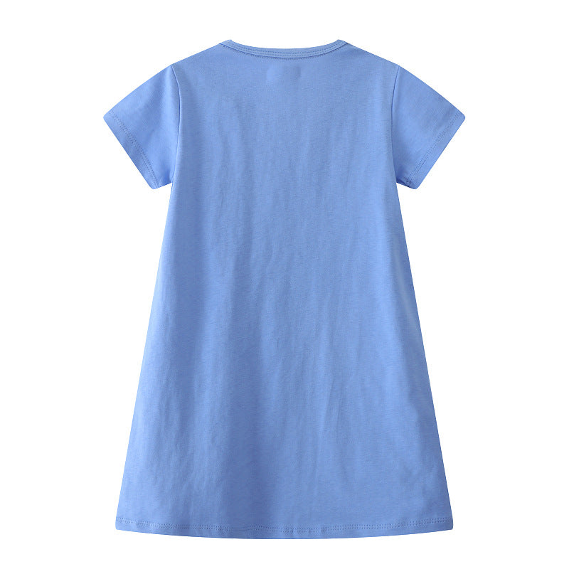 Mädchen Freizeitkleid mit niedlichem Hasen- und Erdbeer-Motiv Drune