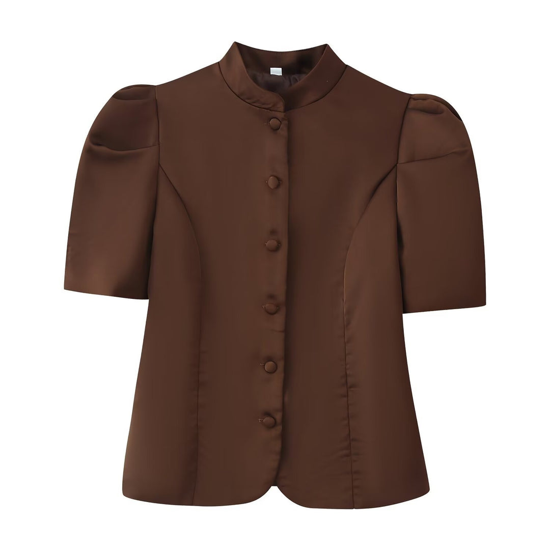 Damen Blazer mit Puffärmeln und elegantem Stehkragen Drune