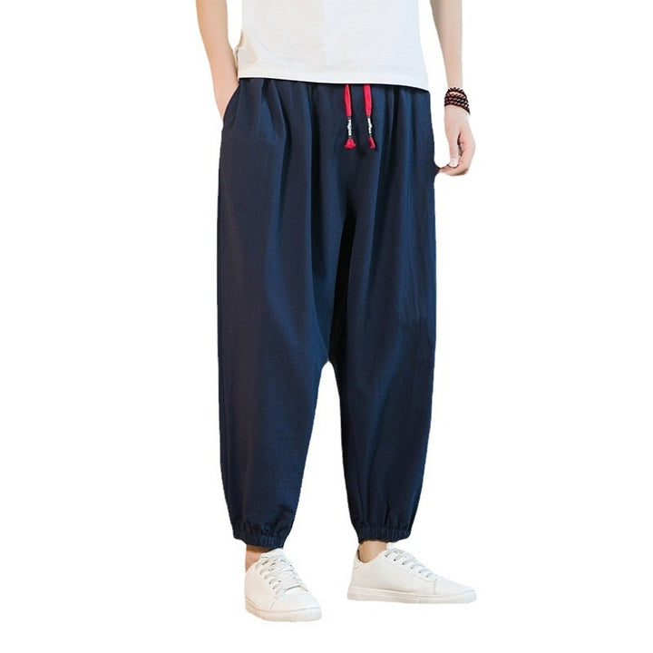 Herren nan lockere Haremshose mit elastischem Bund und dekorativem Kordelzug Drune