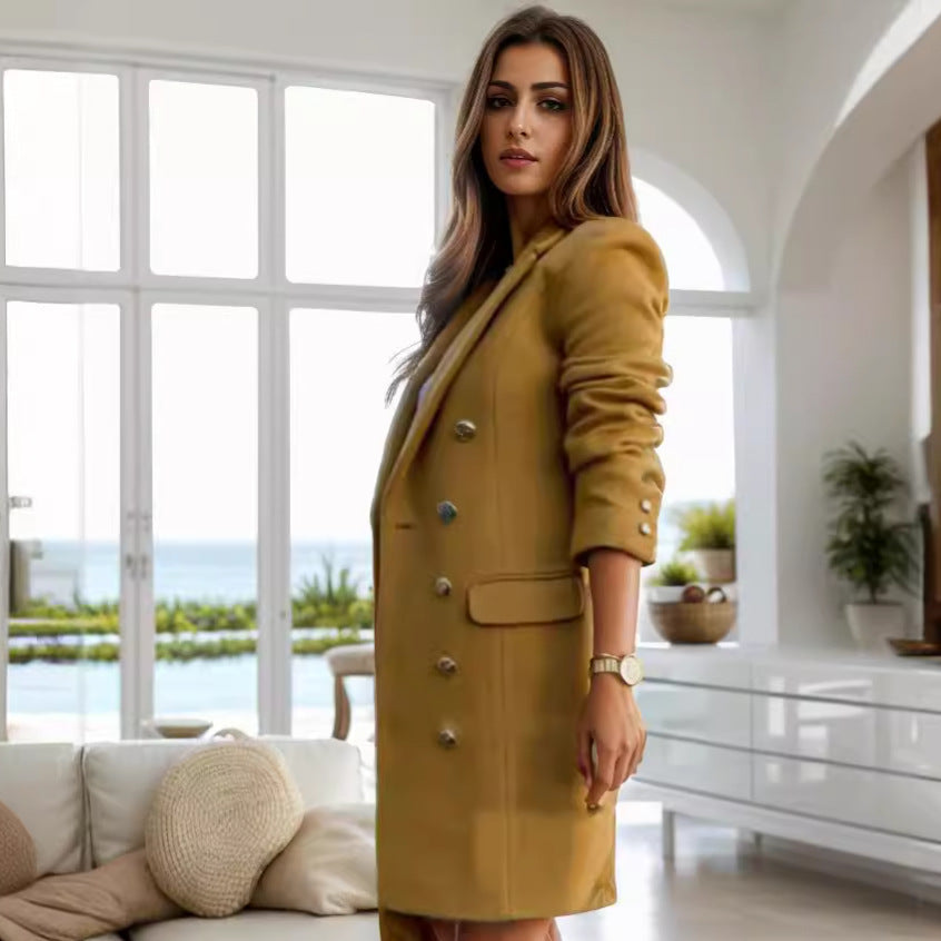 Damen eleganter doppelreihiger Blazer-Mantel Drune
