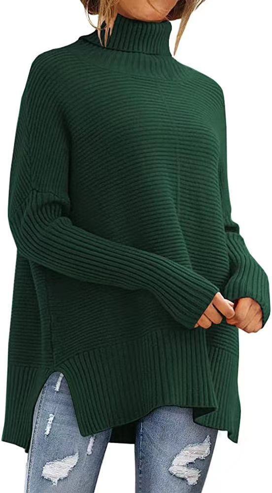 Damen Großer Rollkragenpullover mit feiner Rippstruktur und asymmetrischem Schnitt Drune