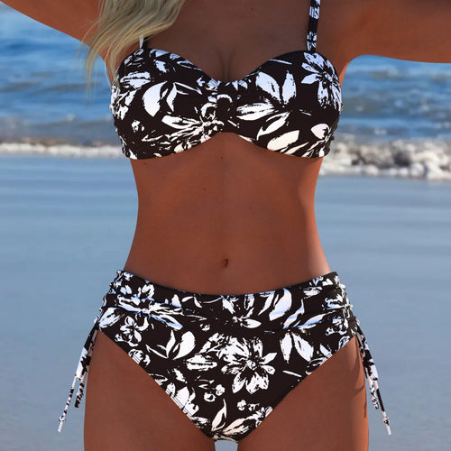 Damen Bikini-Set mit gepolstertem Balconette-Oberteil und hoch geschnittenem Höschen Drune
