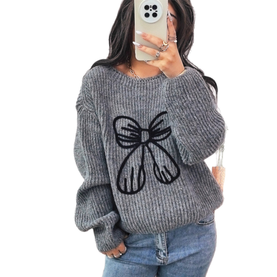 Damen lässiger Pullover mit schickem Schleifendesign Drune