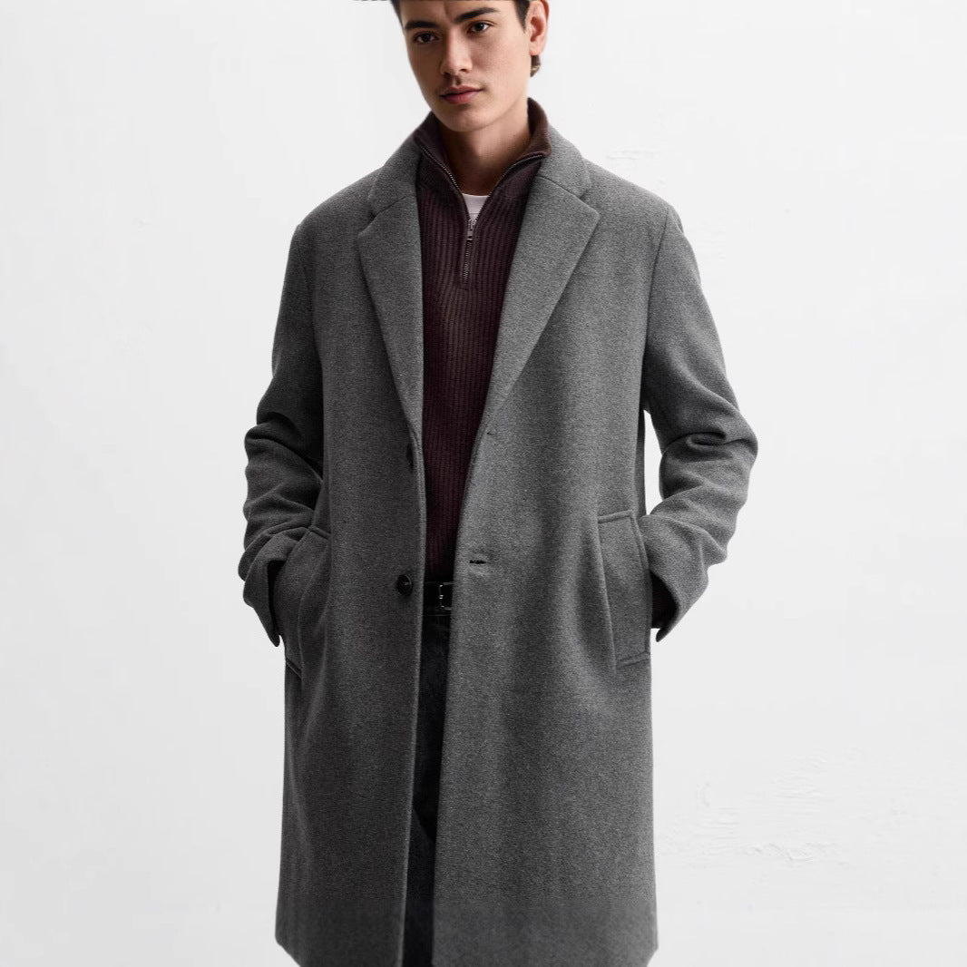Herren eleganter Wollmantel mit klassischem Schnitt und bequemen Taschen Drune