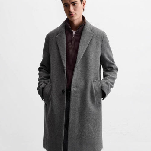 Herren eleganter Wollmantel mit klassischem Schnitt und bequemen Taschen Drune