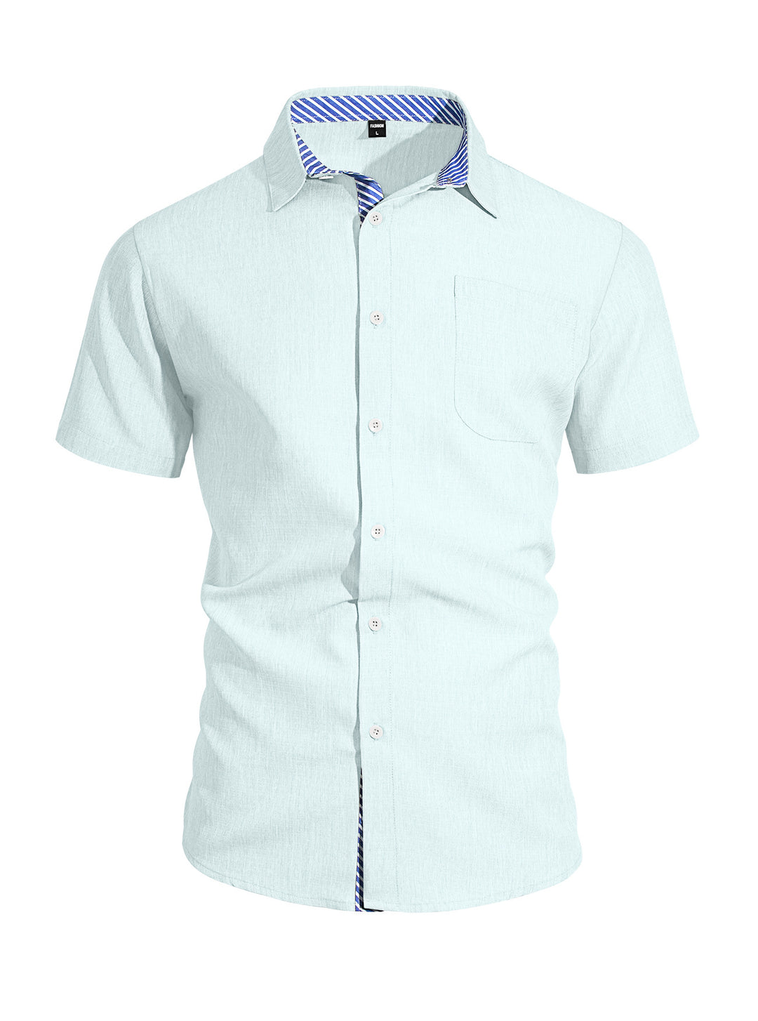 Herren nan Business-Casual Kurzarmhemd mit gestreiftem Kragenfutter und Brusttasche Drune
