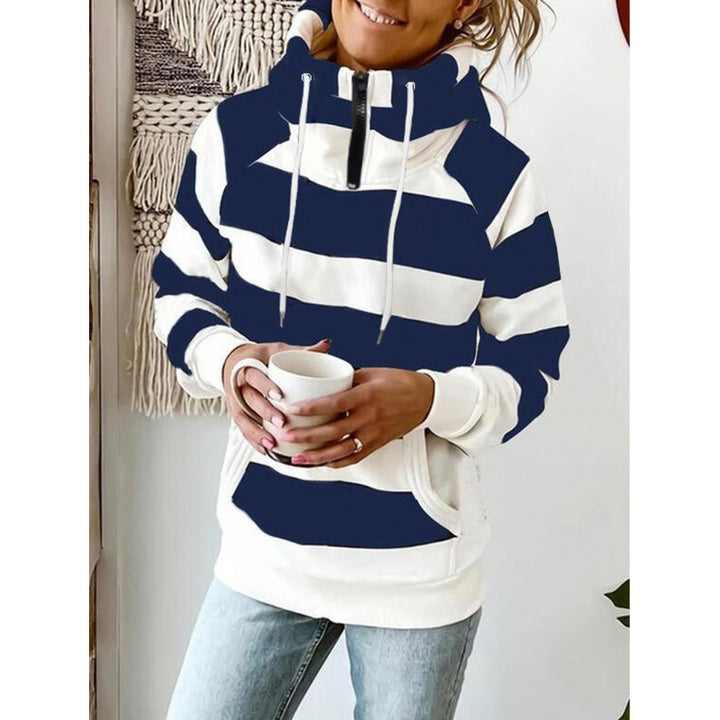 Damen Kapuzenpullover mit modischen Blockstreifen und Kängurutasche Drune